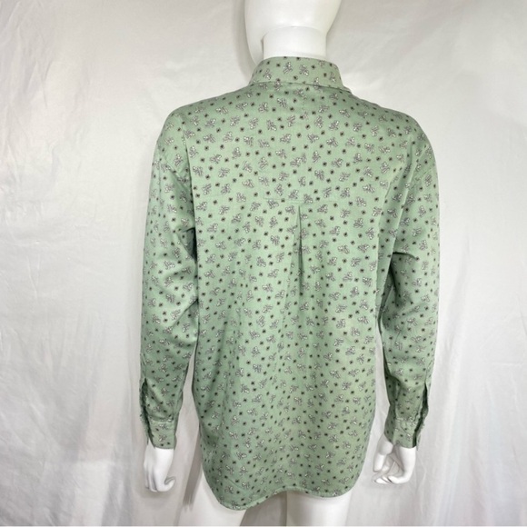 Dockers Women’s Sage Berry Print Soft Cotton Long Sleeve Button Down - Picture 4 of 7